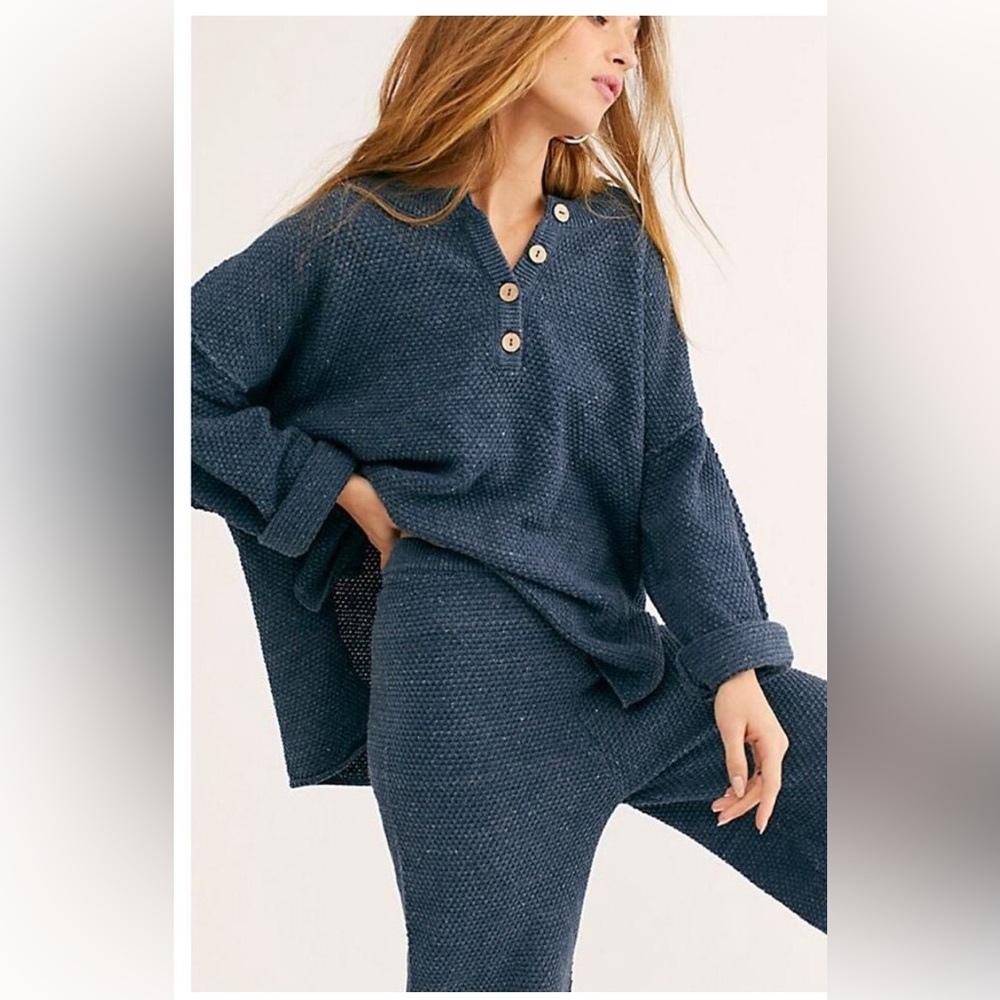 Free People Hailee Sweater Set Navy